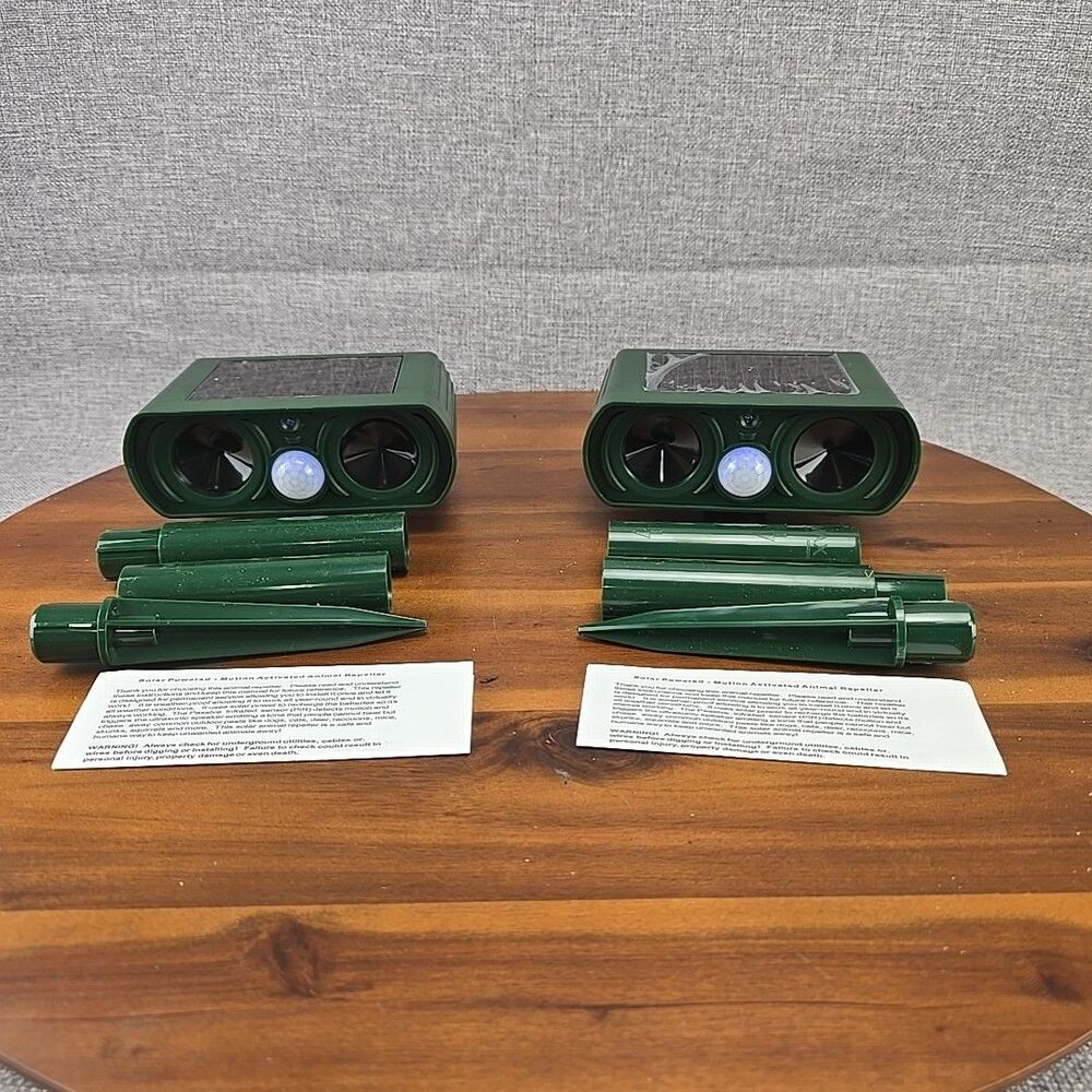 2 Solar Powered Motion Activated Animal Repeller for Lawn & Garden W/ Yard Stake